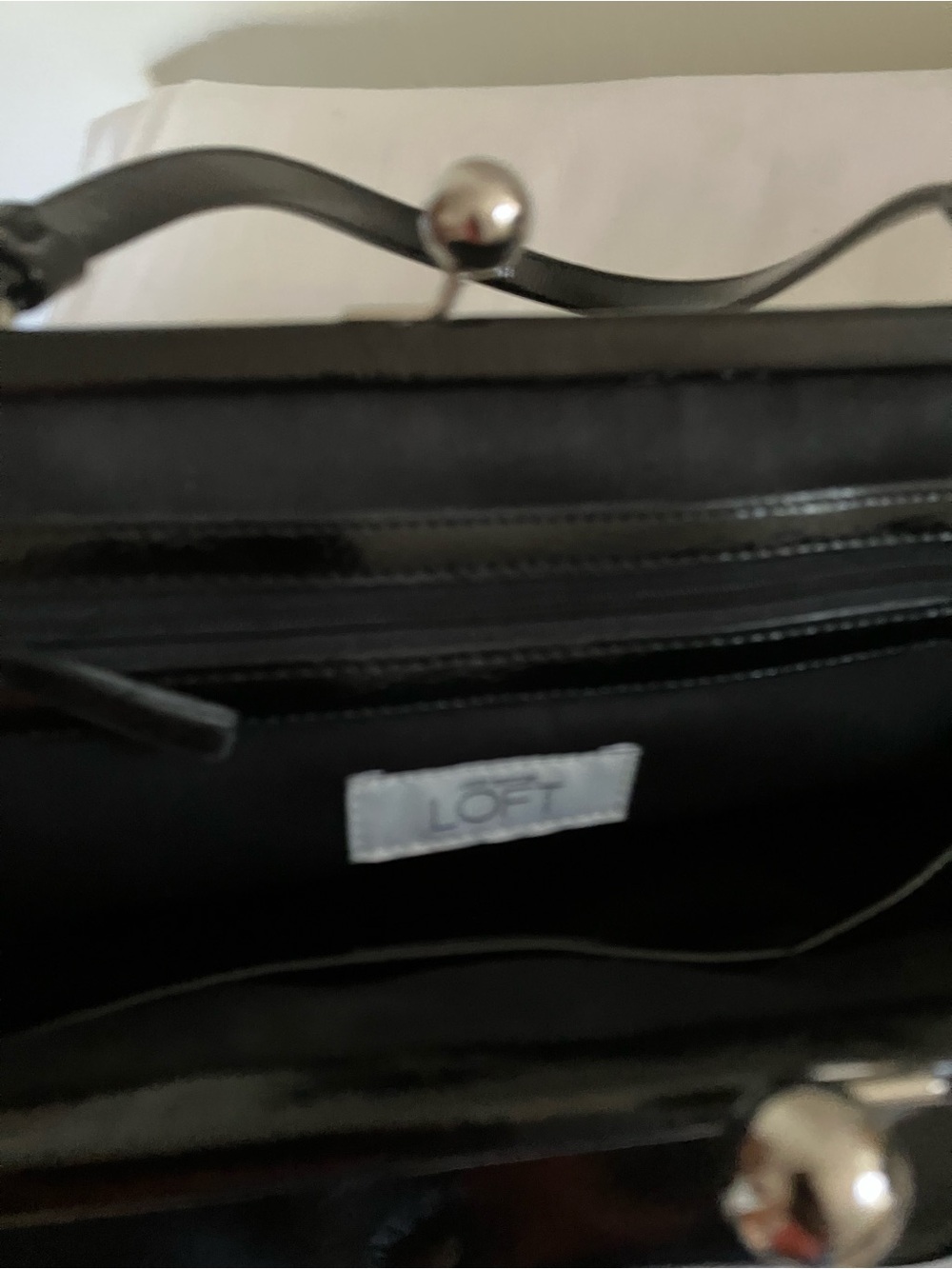 LOFT Black Patent Kiss-Lock Frame Clutch - Picture 10 of 11